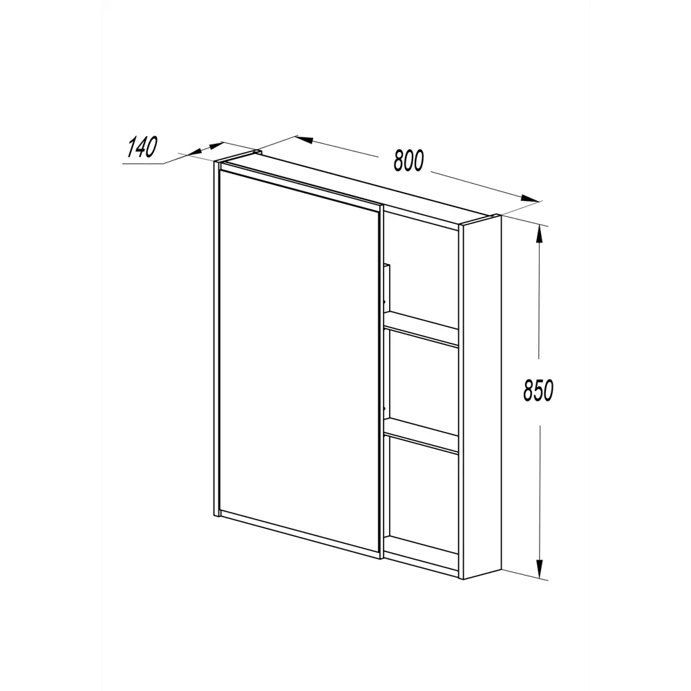 Зеркальный шкаф Aquaton Амели 80 см, антрацит STLM-2122432 - Вид №5