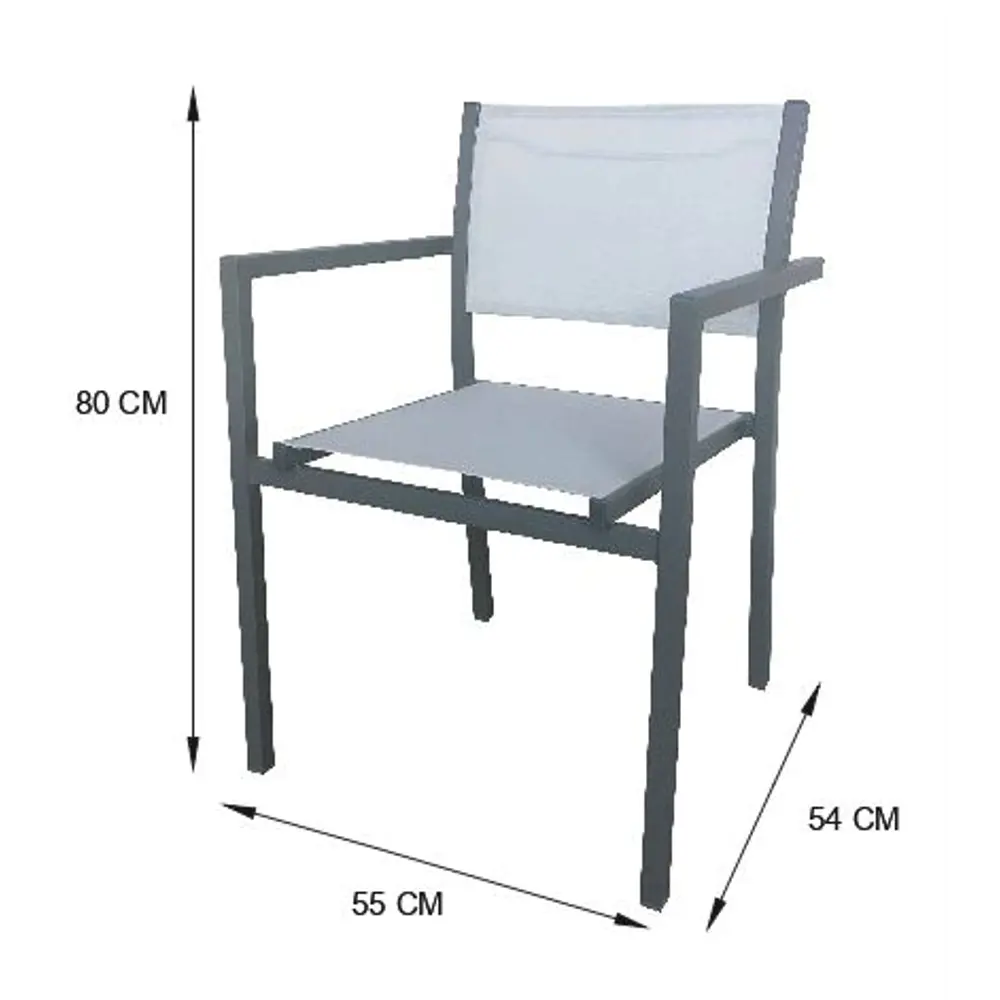 Кресло садовое Steel 55x80x55 см сталь/текстилен антрацит Santreyd STLM-2126510 - Вид №9