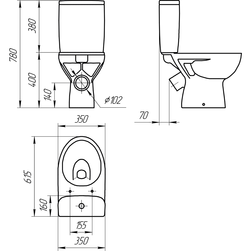 Унитаз-компакт Sensea Дана косой выпуск двойной слив STLM-2118964 - Вид №7