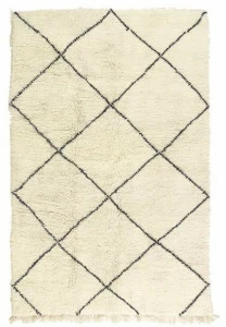 AFOLKI Прямоугольный шерстяной коврик с длинным ворсом и геометрическими мотивами Beni ourain Taa1226be