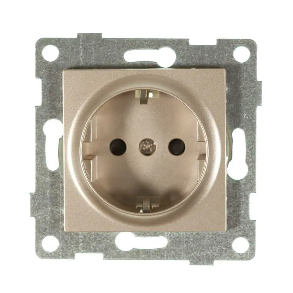 Розетка встраиваемая Gusi Electric Ugra с заземлением цвет шампань STLM-2066293