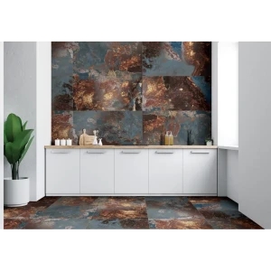 Керамогранит Arcadia Ceramica Vulcano Azzuro ME5001-A 60x120см цвет синий с коричневым и золотой металлизацией, цена за упаковку