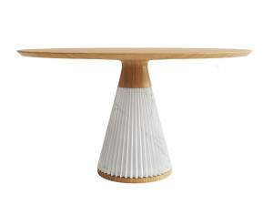 Круглый стол из ясеня и мрамора