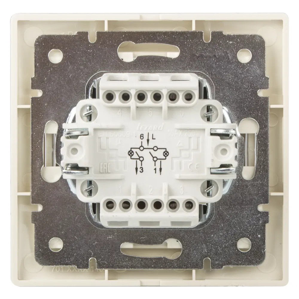 Выключатель Lezard Mira, 2-клавишный, с подсветкой и вставкой, кремовый STLM-2005624 - Вид №1