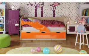 92713 Детская кровать Дельфин-1 МДФ 80х180, оранжевый металл Миф