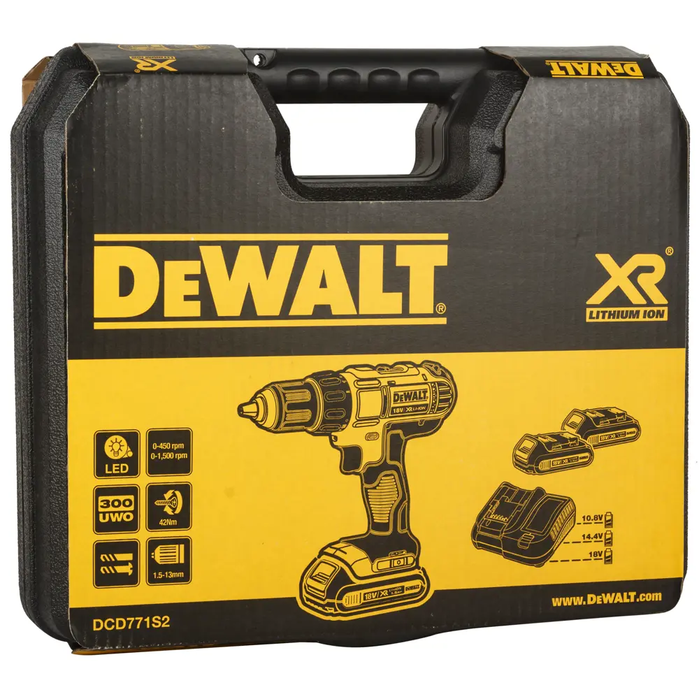 Дрель-шуруповерт аккумуляторная DeWalt DCD771S2, 18 В Li-ion 2х1.5 Ач STLM-2066953 - Вид №17