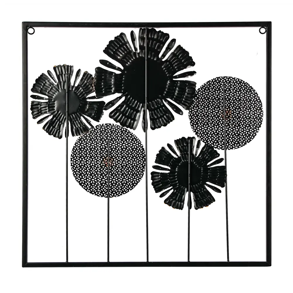 Панно настенное Цветы металл 50 см серебристо-черный Santreyd STLM-2079912 - Вид №2