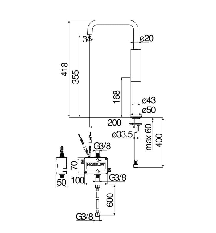 Инфракрасный смеситель для раковины с высоким полом Nobili Velis ARCH-00069229 - Вид №6