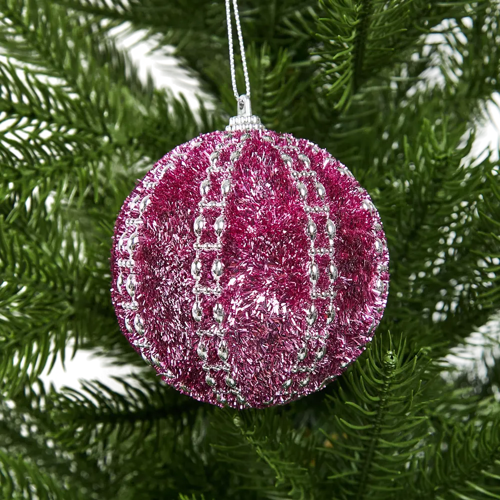 Елочный шар KREAFORTA с блестками ø8 см фуксия 89420660 STLM-1581014