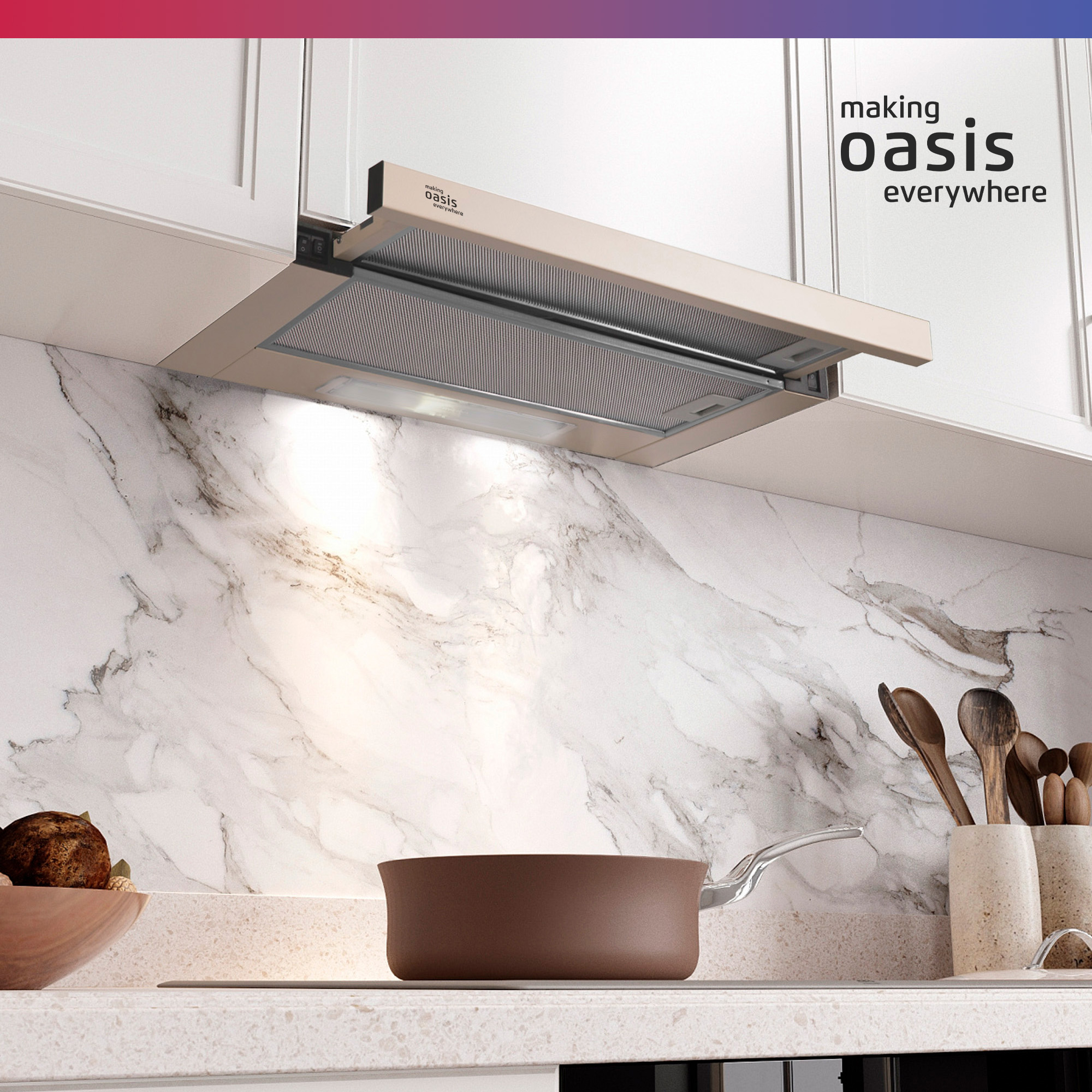 8166172 Вытяжка телескопическая Oasis VT-60I бежевый/бежевый STDN-0108406 - Вид №9