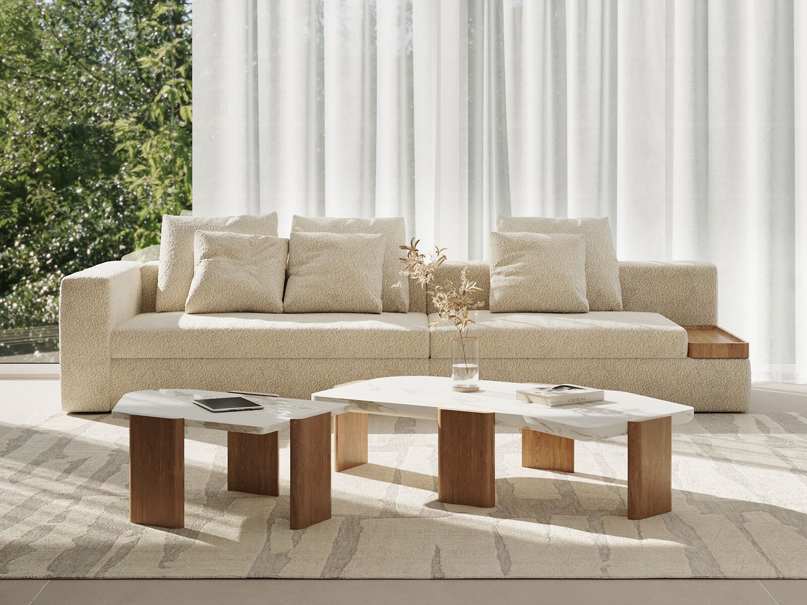 Журнальный столик из дерева и мрамора ANA ROQUE INTERIORS ARCH-00075864 - Вид №1