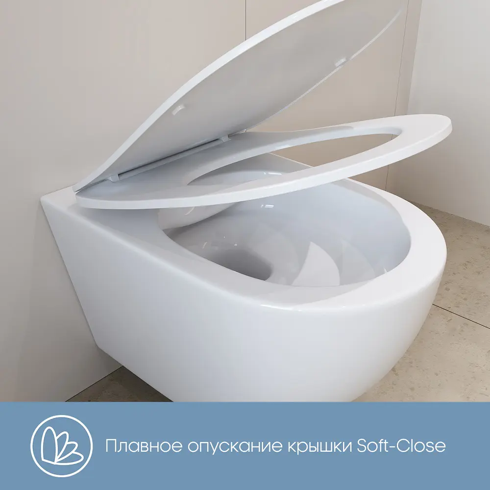 Комплект инсталляция с унитазом Tece Aqd Ovot S955203OV0110, с микролифтом, клавиша цвет белый STLM-2181869 - Вид №5