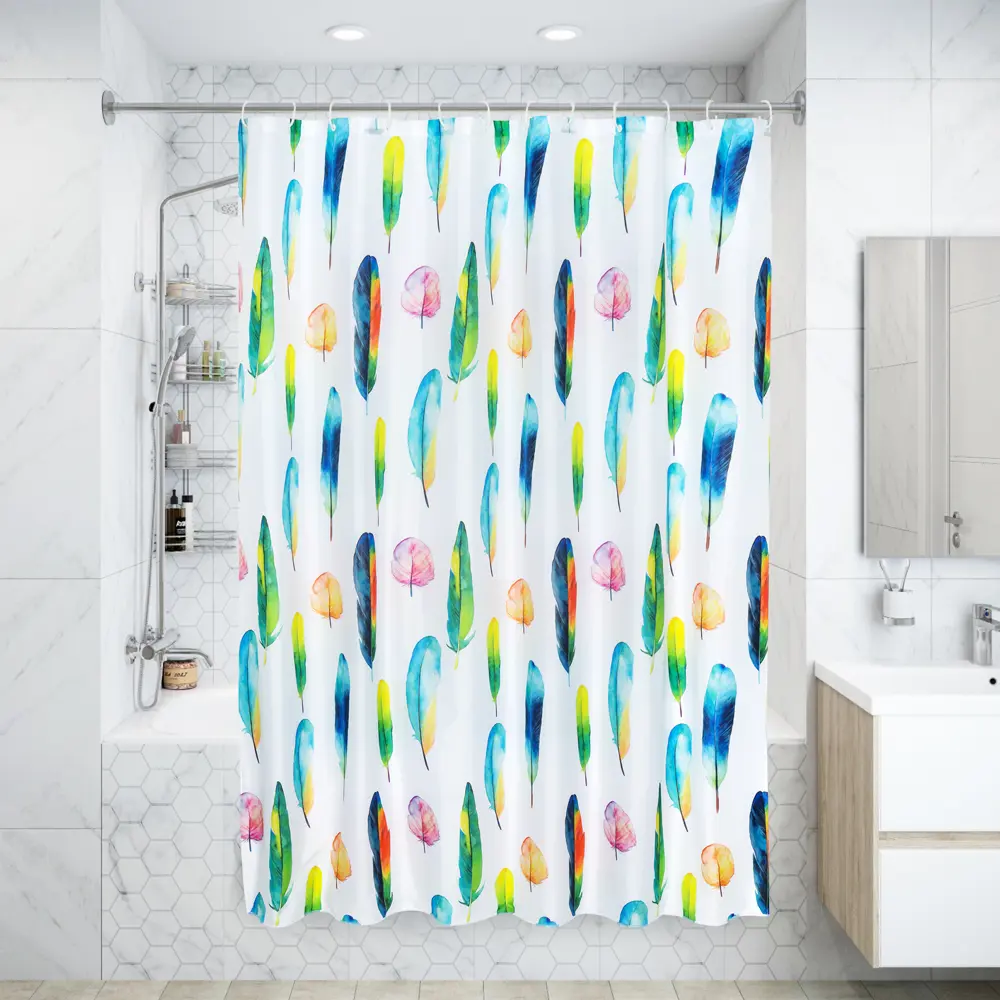 Штора для ванны Color Feather, 180х180 см, полиэстер BATH PLUS ШТОРЫ CHARME RED STLM-2082353