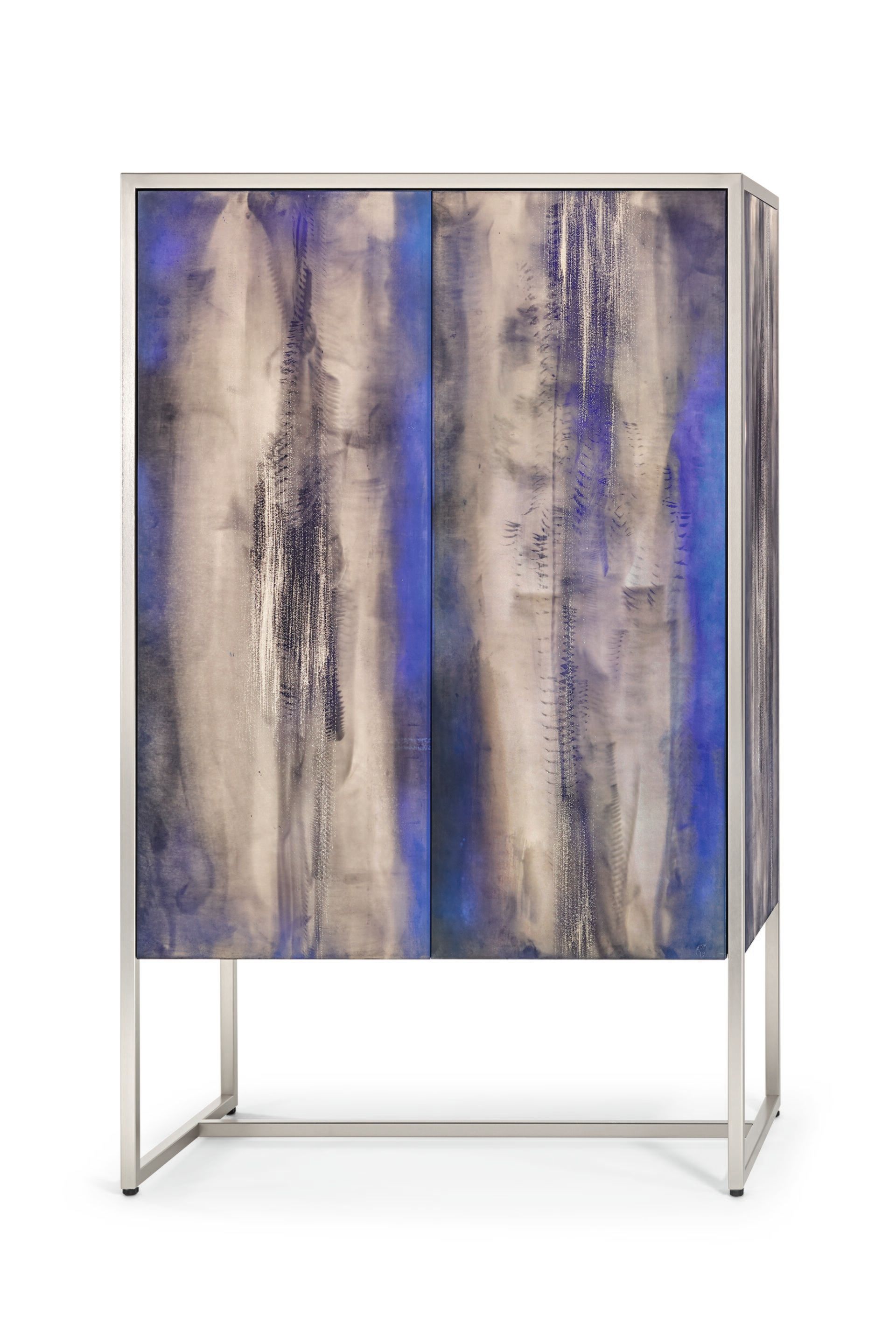 Деревянный сервант со встроенным освещением и распашными дверцами, покрытыми стеклом ARTE VENEZIANA итальянские пейзажи ARCH-00147575 - Вид №1