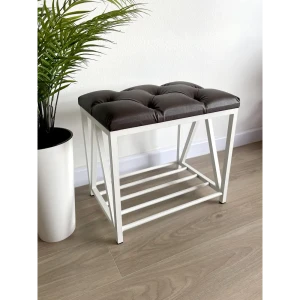 91857158 Обувница Chiwoodo с мягким сиденьем 50x48x35 см 1 полка металл цвет коричневый/белый STLM-1358064