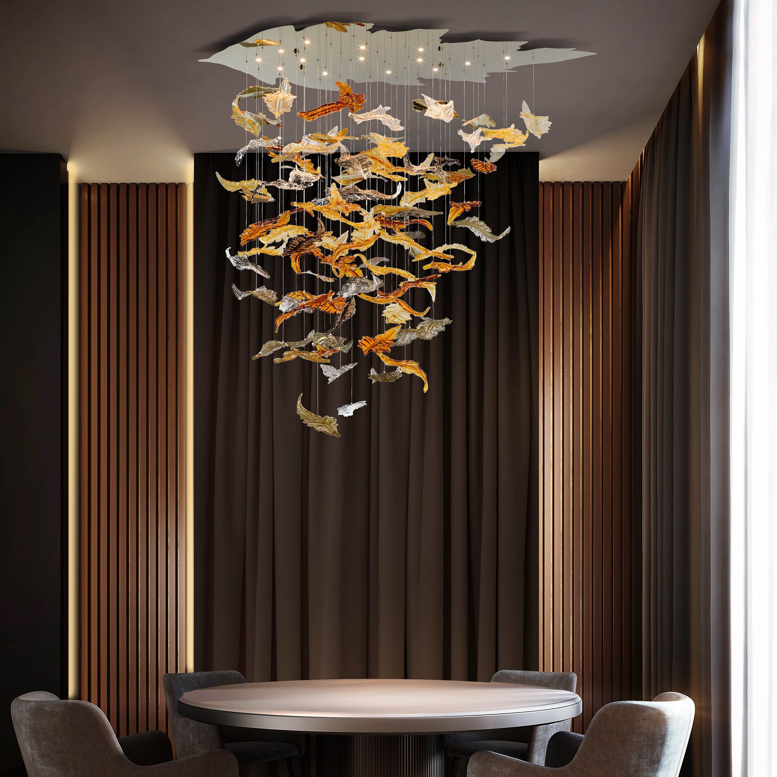 Потолочный светильник из дутого стекла с листьями водопада MULTIFORME AUTUMN LEAVES ARCH-00105918 - Вид №3