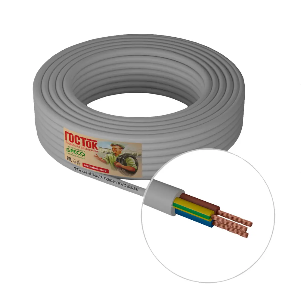 Провод Камит ПВС 3x4 10 м ГОСТ цвет белый STLM-2187280 - Вид №1