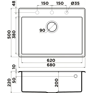 Кухонная мойка OMOIKIRI Tedori-68-BE 68x50см искусственный гранит/ваниль