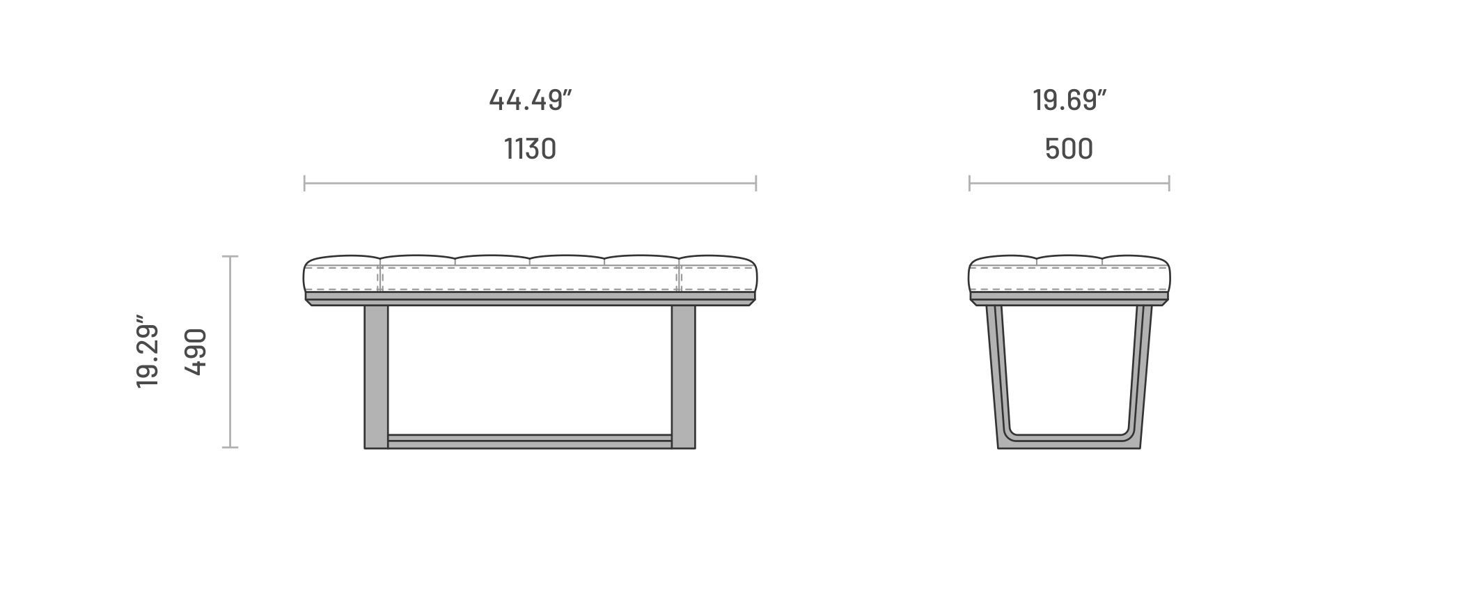 Скамейка из ткани или кожи с деревянной основой Domkapa VINCENT S ARCH-00109692 - Вид №3