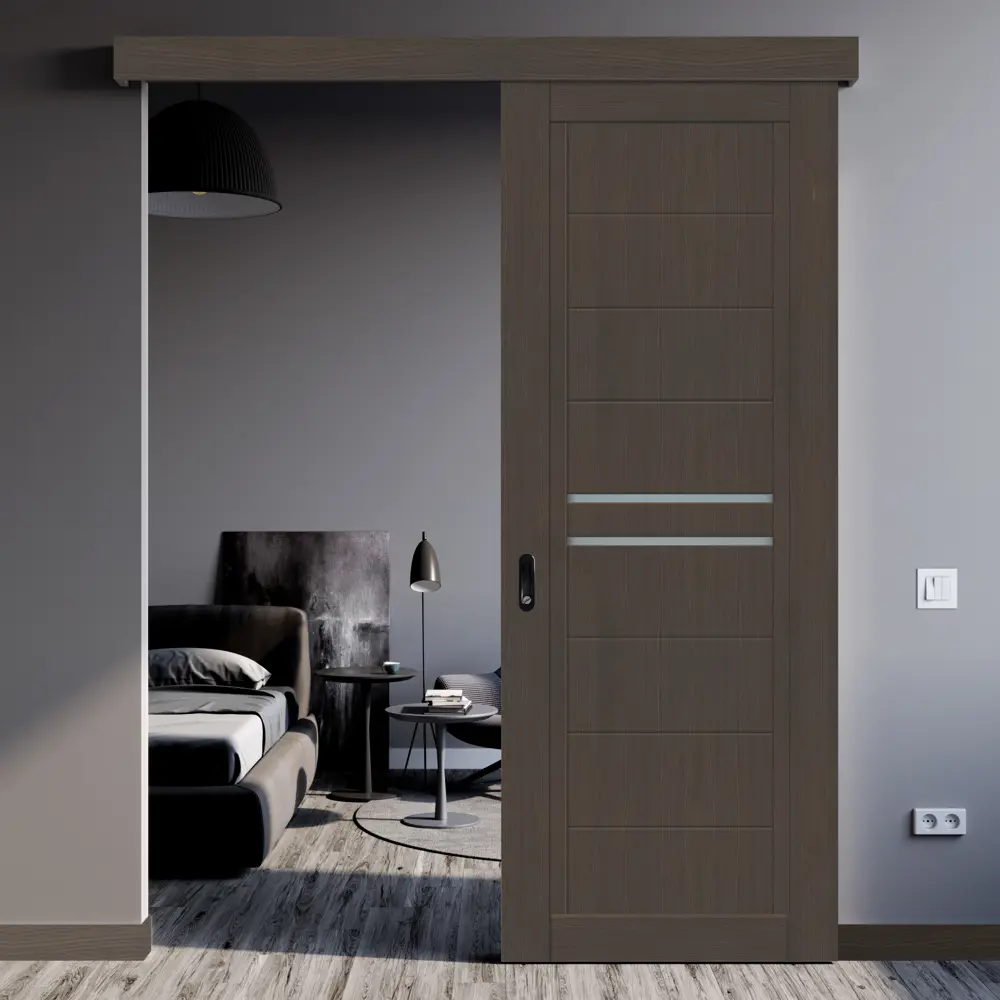 Комплект двери Некст 2 со стеклом 60x200 см ПВХ цвет черное дерево без доборов VELLDORIS STLM-2011989 - Вид №3