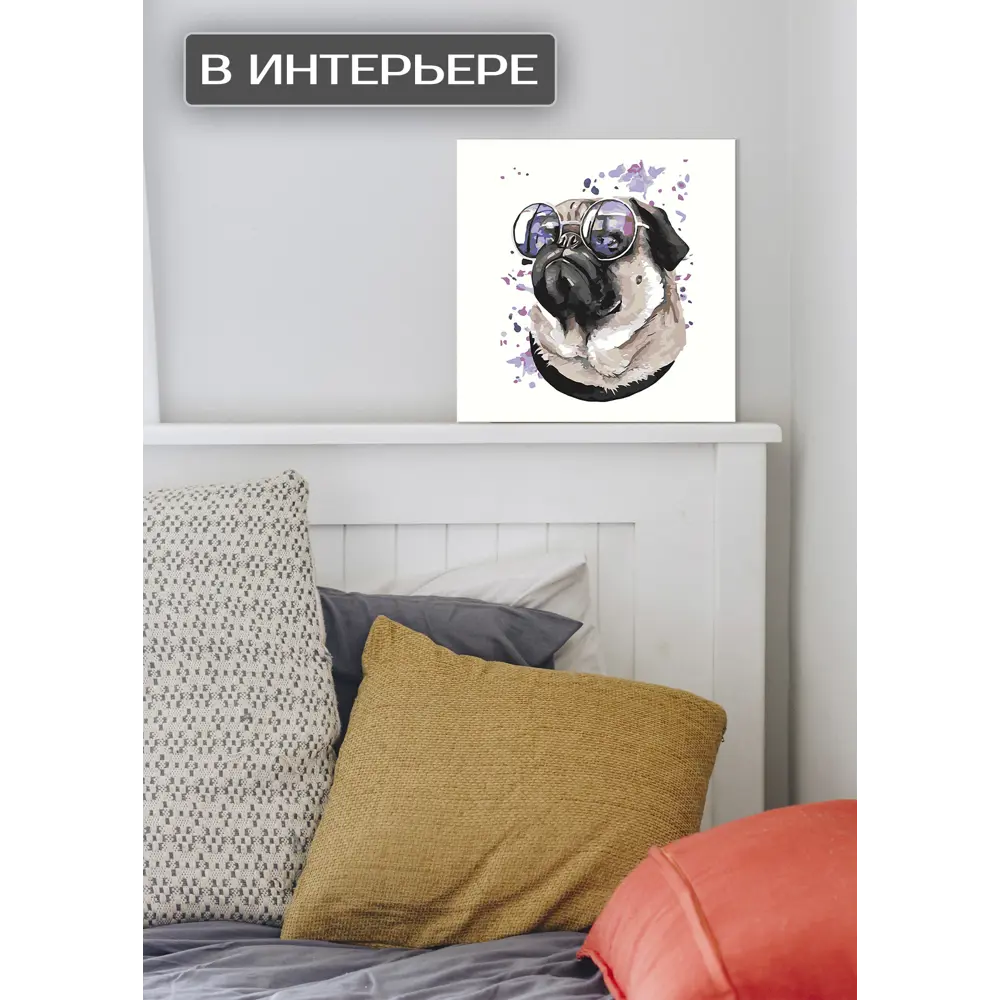 Картина на холсте Мопс 30x30 см FBRUSH STLM-2101025 - Вид №2