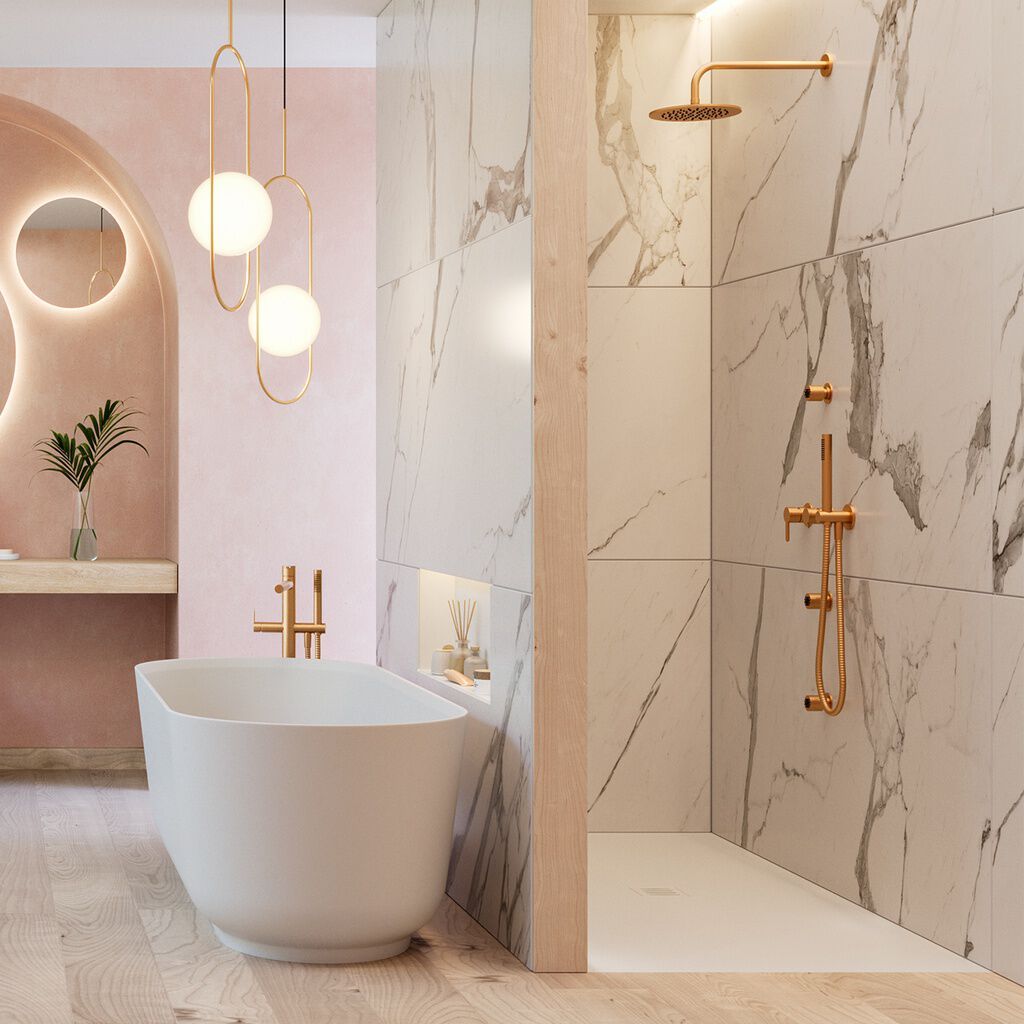 Изготовленный на заказ ультра-плоский поддон для душа Corian® RILUXA Lyra ARCH-00122972 - Вид №1