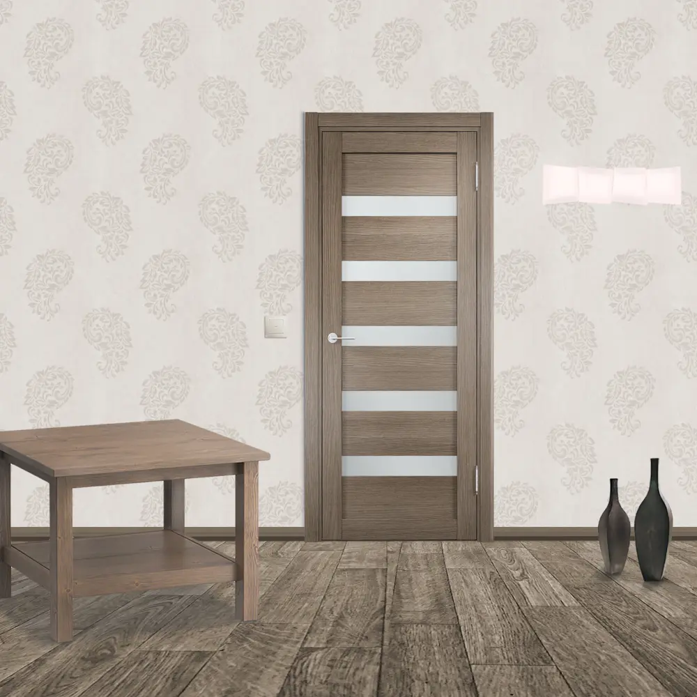 Полотно дверное остеклённое Мюнхен 60x200 см, ламинация, цвет дымчатый дуб 3D VERDA STLM-2144562 - Вид №2