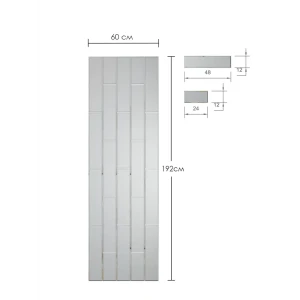 Зеркальная плитка ДСТ панно на стену 60х192 см цвет серебро. форма прямоугольник 48х12 см
