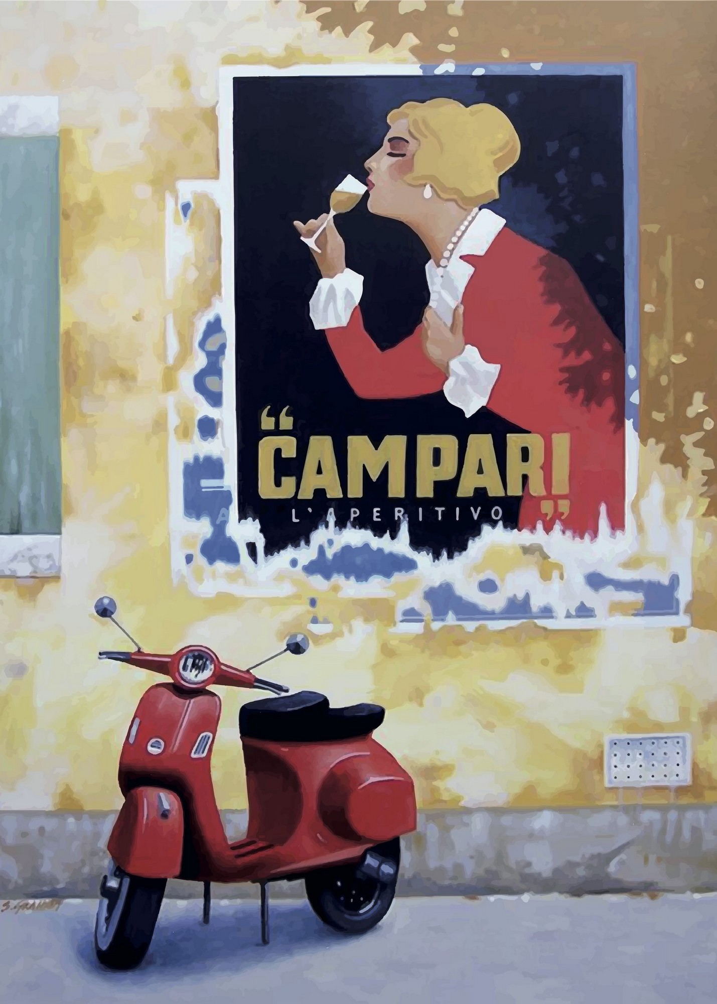 90009093 Плакат Просто Постер Vespa&Campari 40x50 в подарочном тубусе STLM-0082536 ПРОСТОПОСТЕР