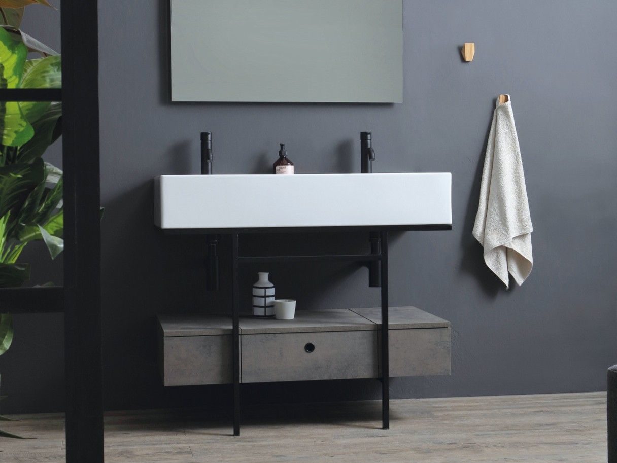 Деревянная двойная консоль для умывальника с ящиками COLAVENE Nobu ARCH-00054487