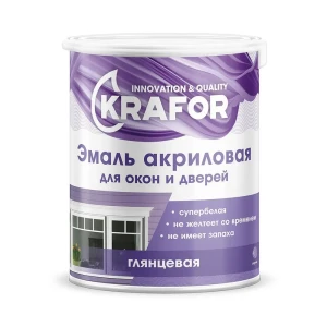 Эмаль акриловая Krafor для окон и дверей цвет белый 3 кг