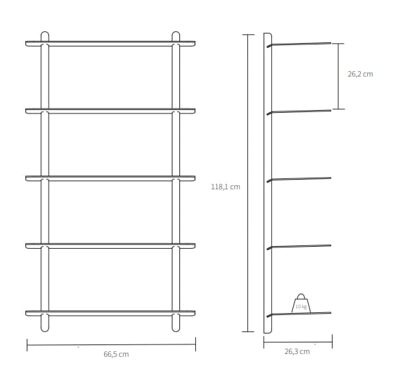 Подвесной книжный шкаф из стали и дерева Gejst Nivo ARCH-00007084 - Вид №2