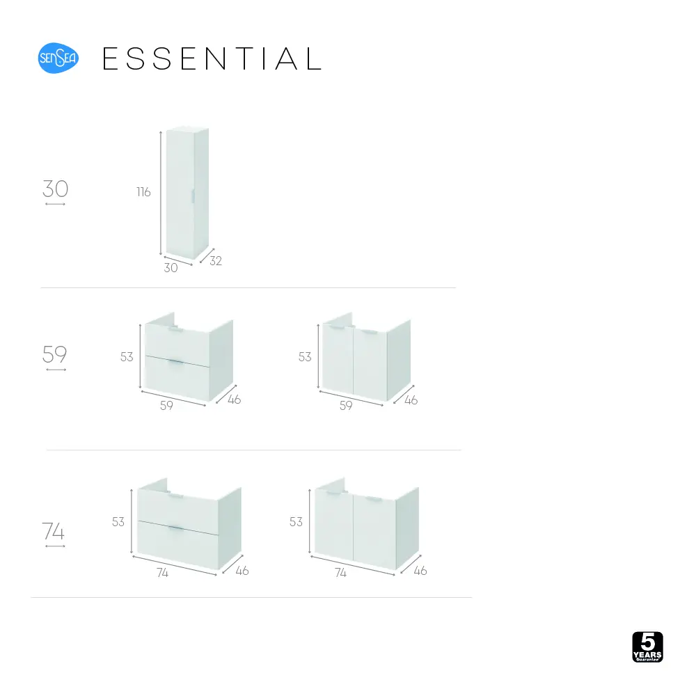 Тумба под раковину подвесная Sensea Essential 60 см цвет белый STLM-2102299 - Вид №5