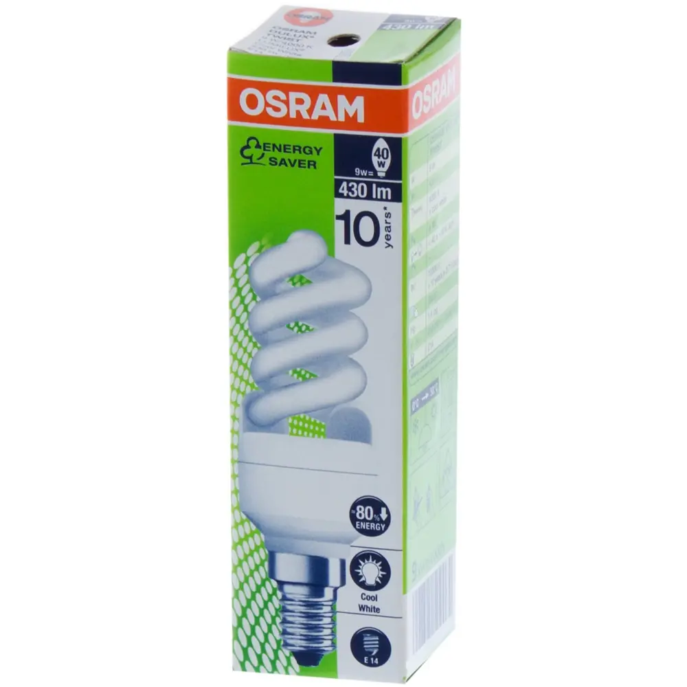 Лампа энергосберегающая Osram E14 9 Вт 430 Лм свет холодный белый STLM-2074042 - Вид №1