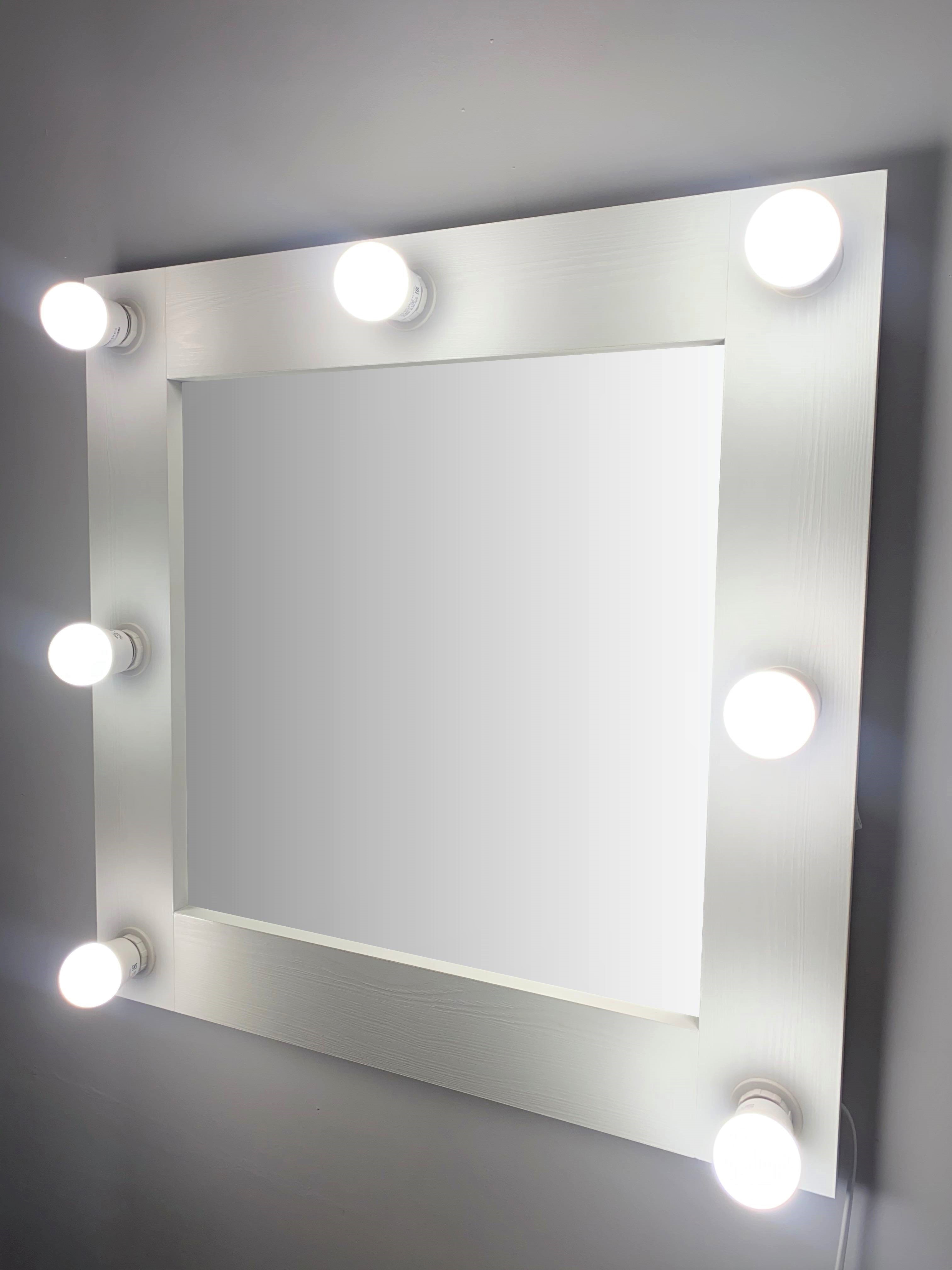 91053076 Гримерное зеркало с лампочками 57x57 см цвет белый STLM-0458986 BEAUTYUP