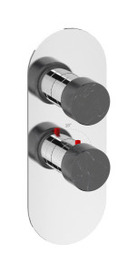EUA112SSNMR_2 Комплект наружных частей термостата на 1 потребителей - вертикальная овальная панель с ручками Marmo IB Aqua - 1 потребитель