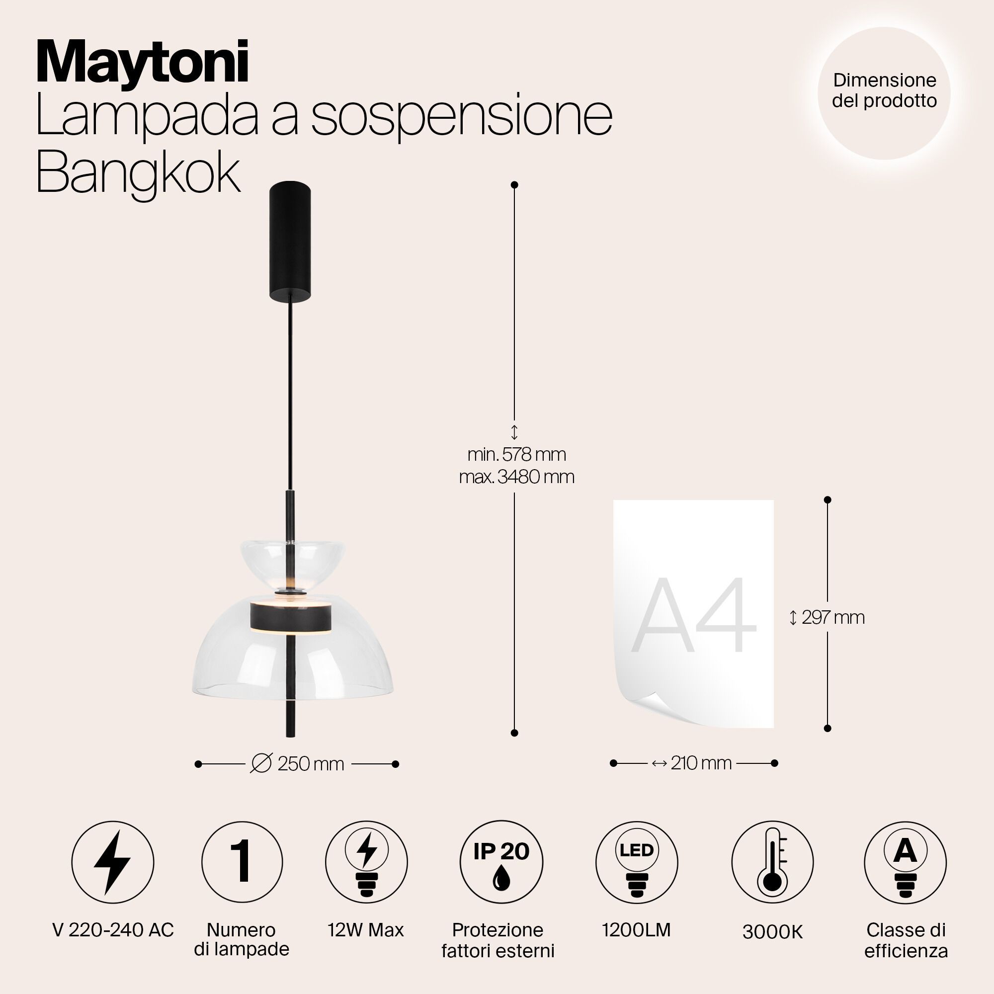 Стеклянный светодиодный подвесной светильник Maytoni BANGKOK ARCH-00069754 - Вид №5