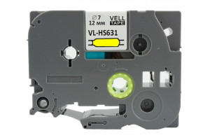 17213382 Лента VL-631 12 мм, черный на желтом для PT 1010/1280/D200/H105/E100/ D600/E300/2700/ P700/E550/9700, 631 Vell