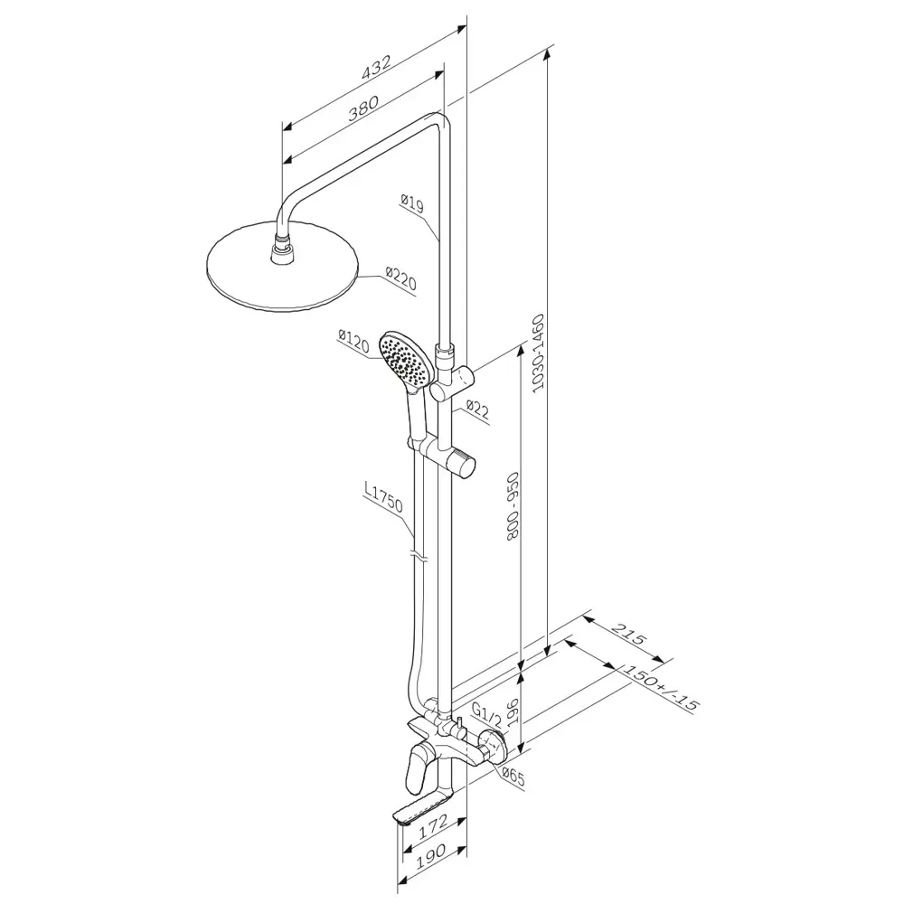 Душевая система AM.PM Moxie с тремя режимами и хромированным покрытием 89346521 STLM-0971203 - Вид №15