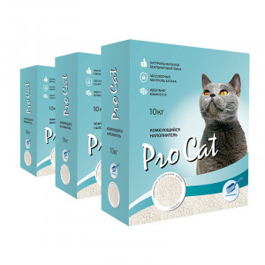 ПР0030111*3 Наполнитель для кошачьего туалета Regular комкующийся экстра белой глины 10кг (упаковка - 3 шт) Pro Cat