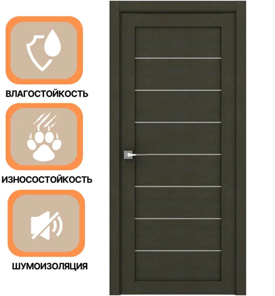 91242091 Дверь межкомнатная Uberture Eco-light 2125 остеклённая 200x60см пленка ПВХ цвет шоко велюр без замка и петель STLM-0896515