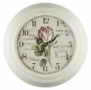 Часы настенные металлические 32 см светло-серые с розовым Aviere AVIERE ЦВЕТЫ 00-3872838 Розовый;серый