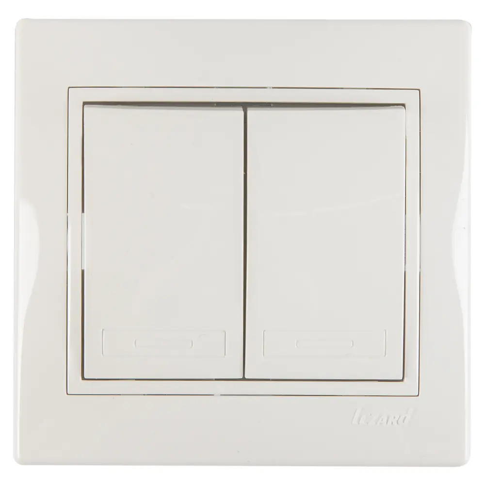 Выключатель Lezard Mira, 2-клавишный, с вставкой, белый STLM-2146604
