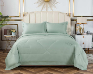 90902043 Комплект постельного белья Нельсон КТ-1.6-НС11, полутораспальный, сатин цвет зеленый STLM-0419377 SOFI DE MARKO