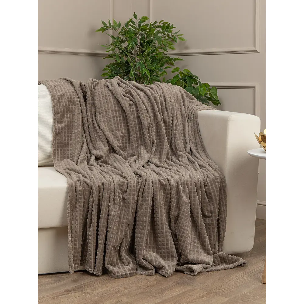 Плед Кубики 200x220 см фланель цвет коричневый TEXREPUBLIC STLM-2140826 - Вид №4