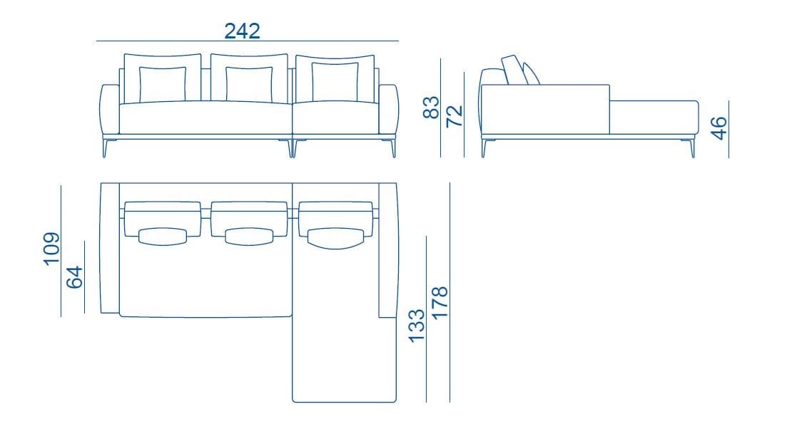 3-местный тканевый диван с полуостровом Lebom ALFIL ARCH-00070501 - Вид №5