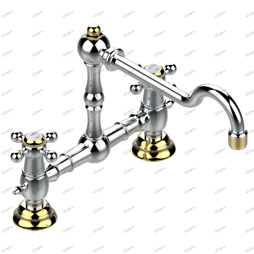 G29-159 Смеситель для кухонной мойки на два отверстия - 200 мм между центрами Thg-paris Charleston Хром/золото G29 159 CAT.A