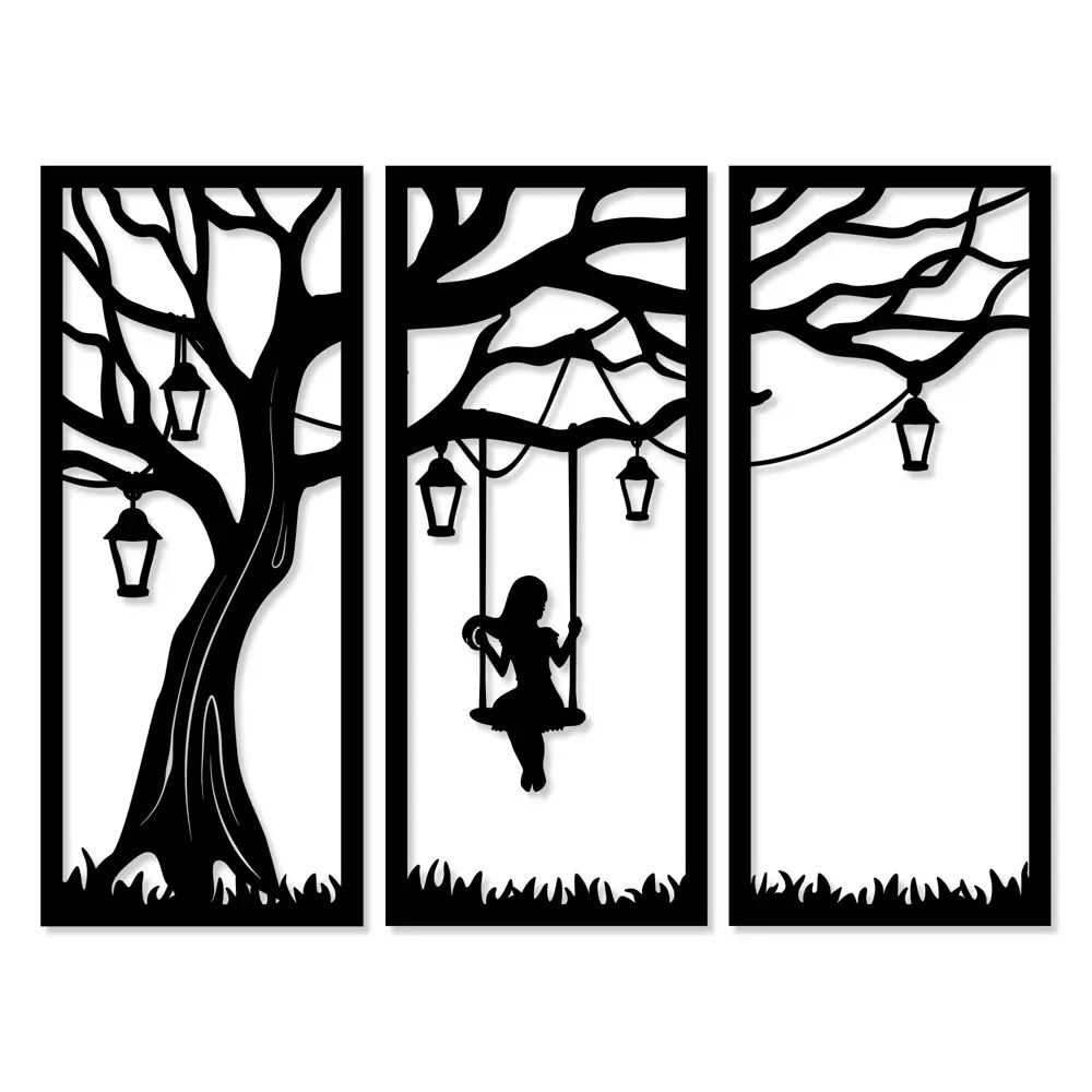 Панно декоративное Девушка на качелях МДФ 25x59 см черное Santreyd STLM-2173635