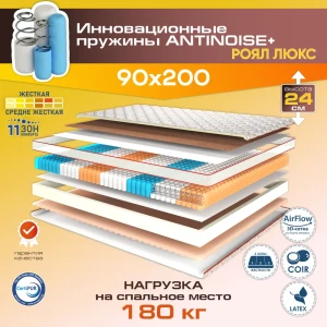 92003481 Матрас Ami Роял Люкс 90x200x24 см независимый пружинный блок 1-спальный STLM-1361262