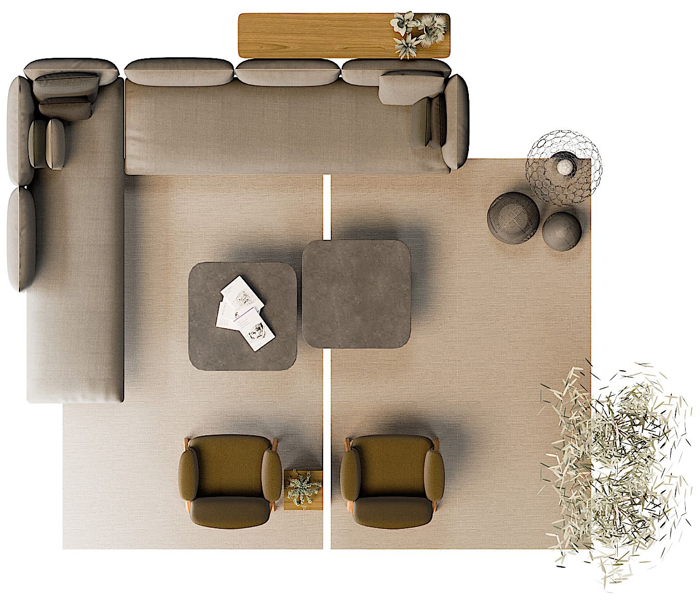 Тканевый угловой модульный садовый диван TRIBÙ Senja ARCH-00108940 - Вид №12